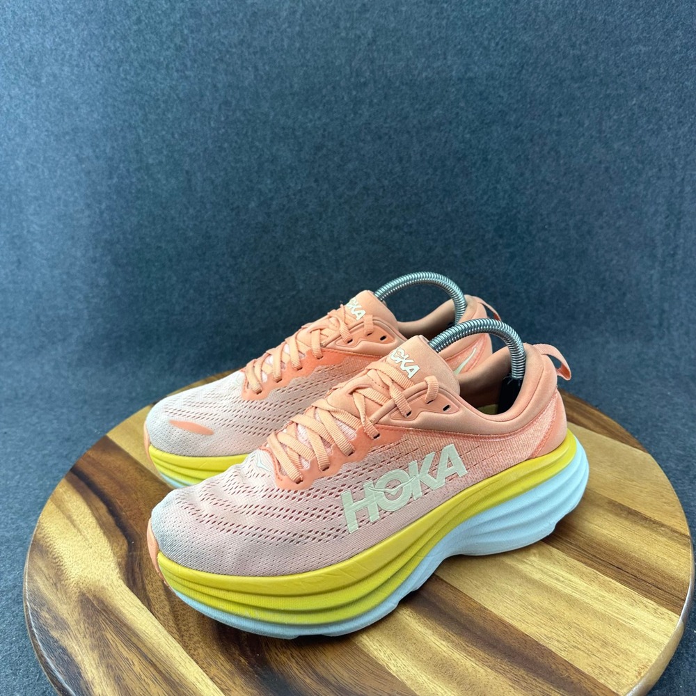 Hoka One One Bondi 8 Shoes Womens Size 8B Peach Orange Running Sneakers 1127952 - Picture 6 of 14